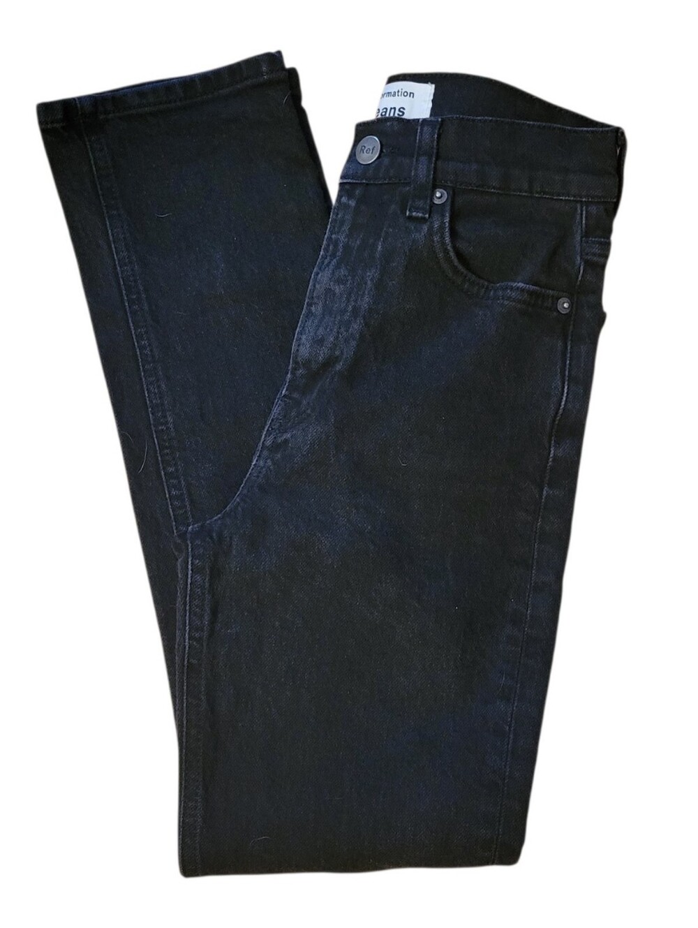 Reformation Black High Rise Straight Leg Denim Jeans Size 23